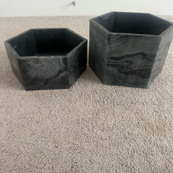 RH HEXAGONAL MARBLE BOWL Set - BLACK